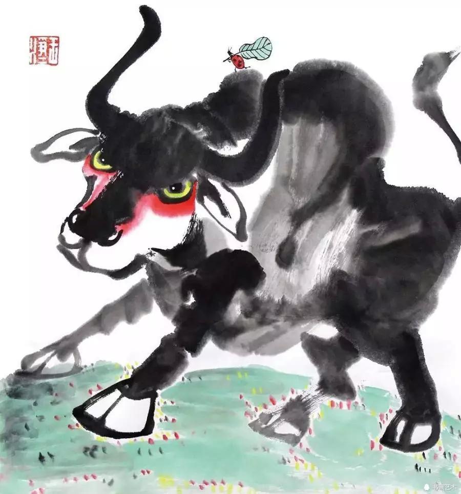 王净净的墨牛是中国画和构成的完美结合